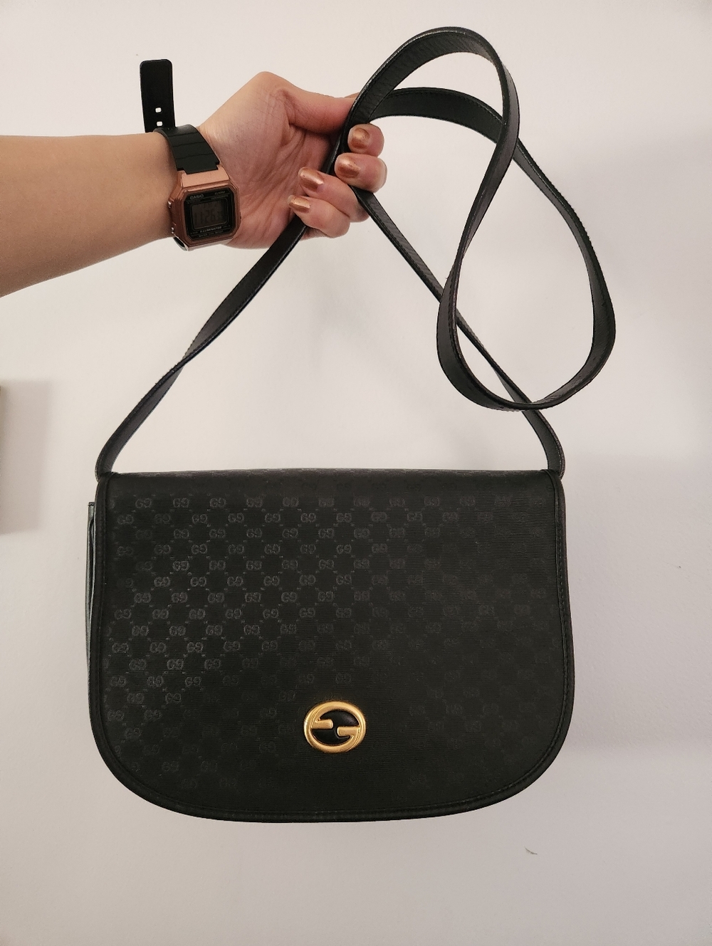 Gucci Black Crossbody Shoulder Bag with Gold Hardware